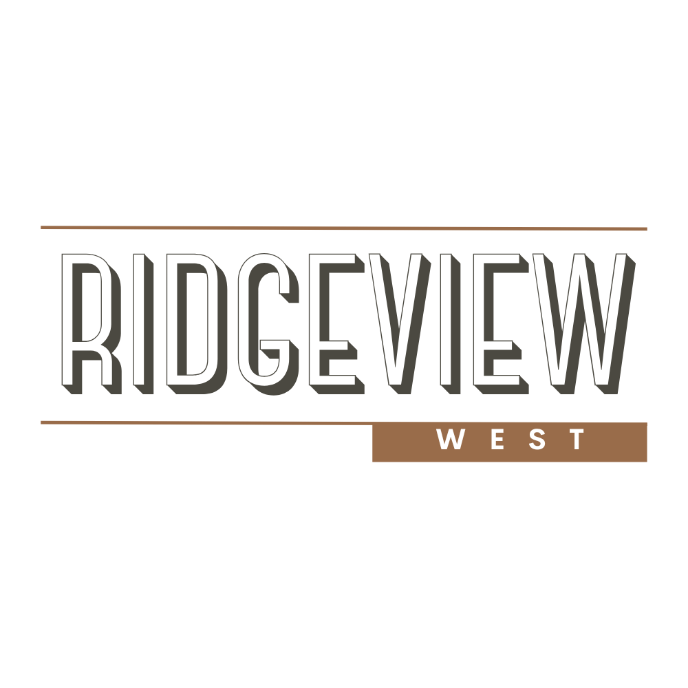 A green background with the words "RIDGEVIEW WEST" in a stylized font.